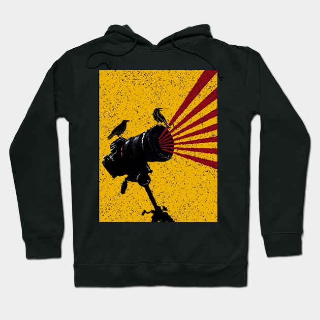 Camera and Two Crows Huginn and muninn a pair of Ravens with camera Hoodie by GeeTee